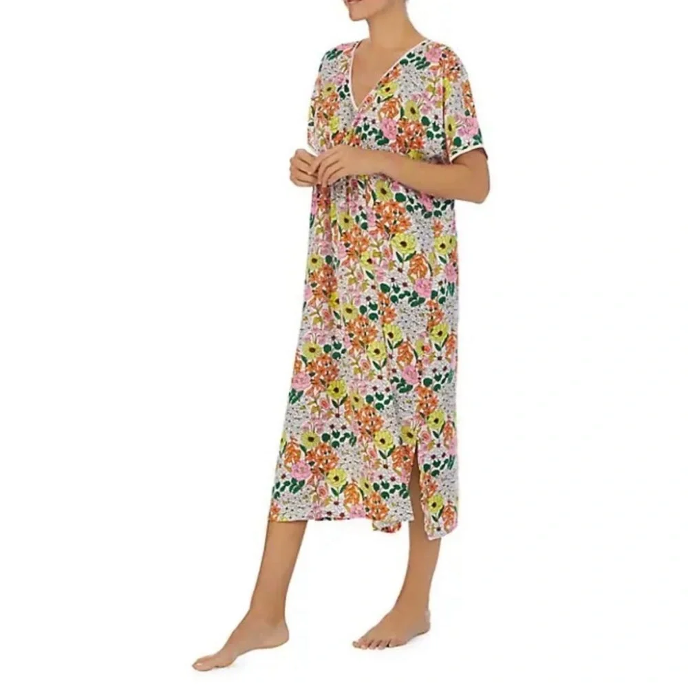 Kate Spade Floral Slit-Hem Caftan kaftan Spring Bounty Print Size medium